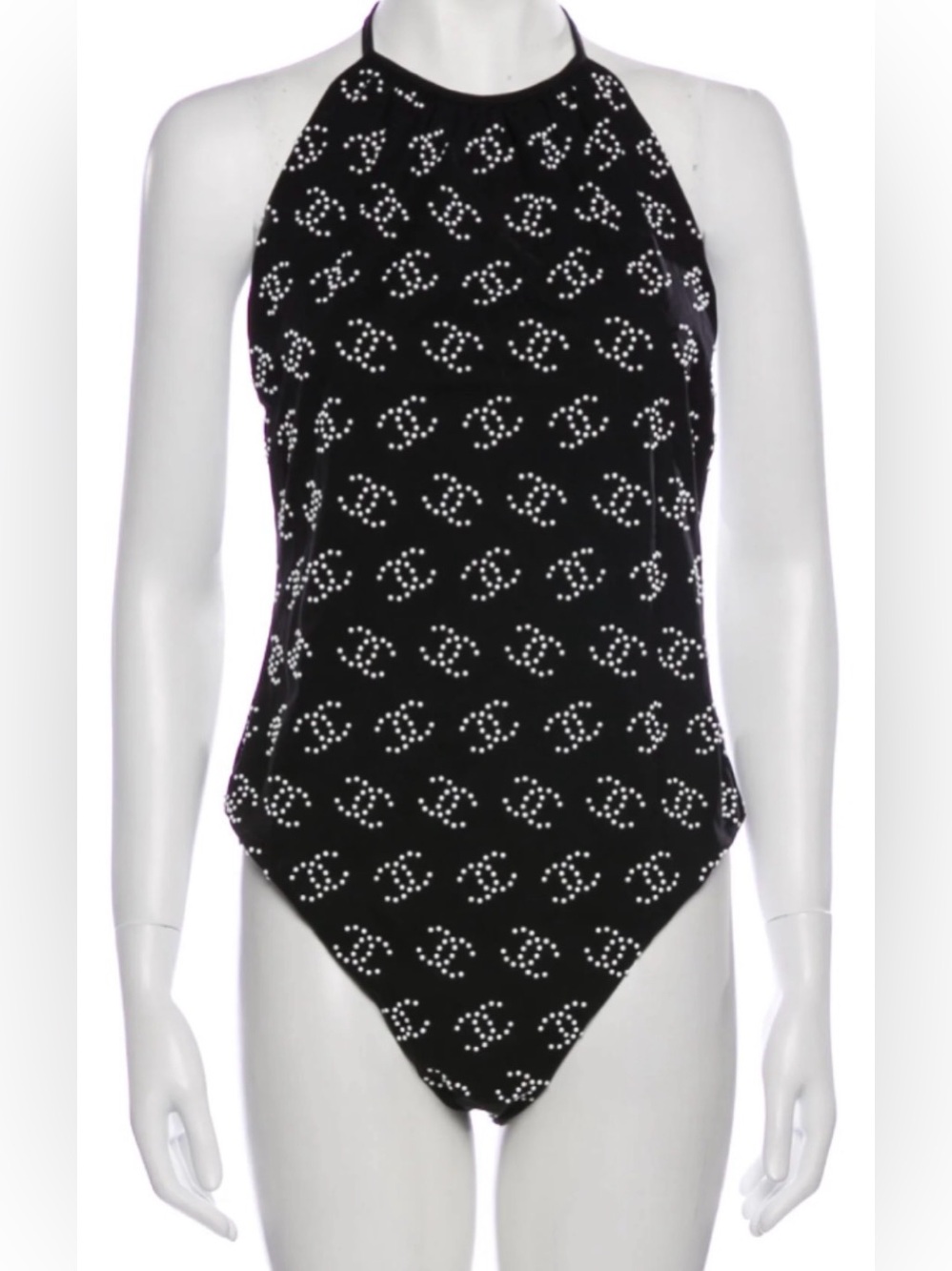 🆕 Vintage 🖤 CHANEL 🌊 bathing suit Crystal CC 🪩 Medium - SO Beautiful!!! 🪞
